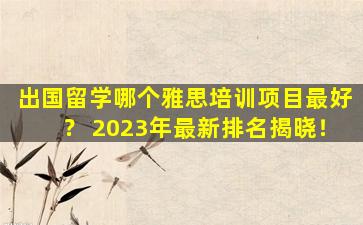 出国留学哪个雅思培训项目最好？ 2023年最新排名揭晓！